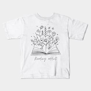 flower books read  floral book,book with flowers,book,book ,floral book ,vintage book,read,reading,read ,book with flower,reading ,reading decal,book decal Kids T-Shirt